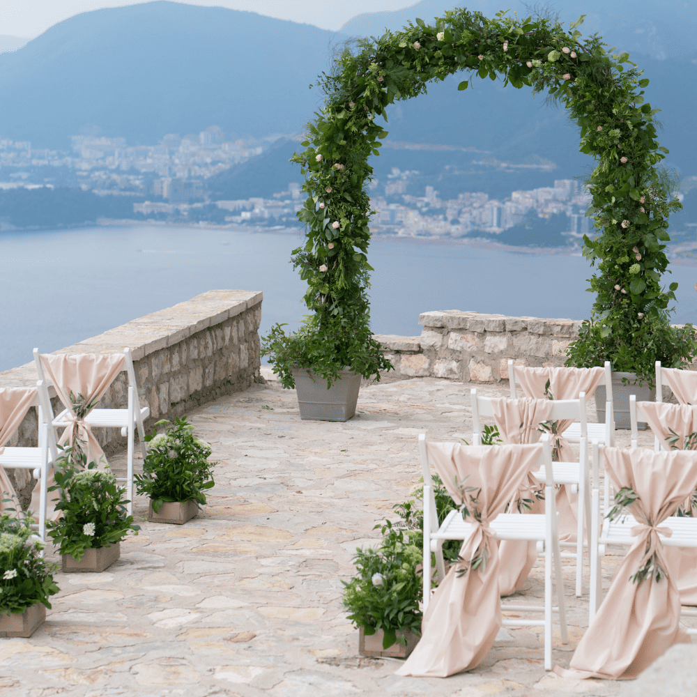 Wedding Arch with scenic background